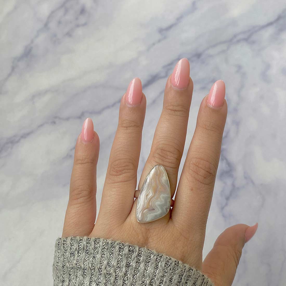 Crazy Lace Agate Adjustable Ring-(CLA-R-30.)